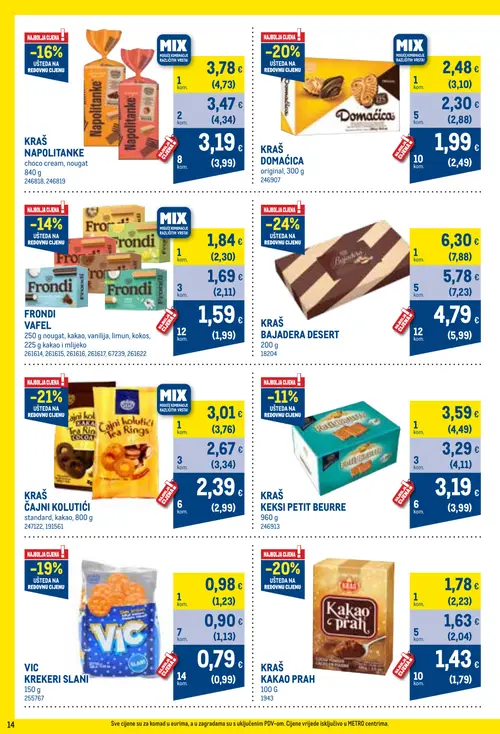 Metro katalog — stranica 14: VIC KREKERI SLANI, VIC KREKERI SLANI, KRAŠ KAKAO PRAH, VIC KREKERI SLANI (vrijedi 01. 10. 2026.–31. 10. 2026.)