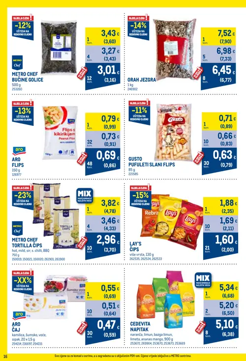 Metro katalog — stranica 16: GUSTO PUFUENTE SLANI FLIPS, GUSTO PUFUENTE SLANI FLIPS, ARO ČAJ, ARO ČAJ (vrijedi 01. 10. 2026.–31. 10. 2026.)