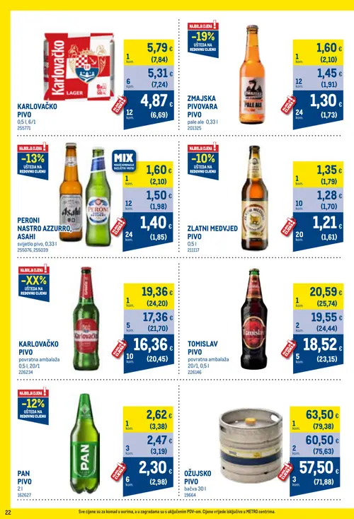 Metro katalog — stranica 22: KARLOVAČKO PIVO, KARLOVAČKO PIVO, KARLOVAČKO PIVO, ZMAJSKA PIVOVARA PIVO (vrijedi 01. 10. 2026.–31. 10. 2026.)