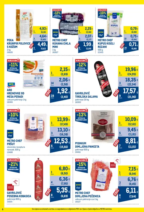 Metro katalog — stranica 6: ARO HRENOVKE OD MESA PERADI, METRO CHEF KUPUS KISELI REZANI, METRO CHEF KUPUS KISELI REZANI, METRO CHEF KUPUS KISELI REZANI (vrijedi 01. 10. 2026.–31. 10. 2026.)