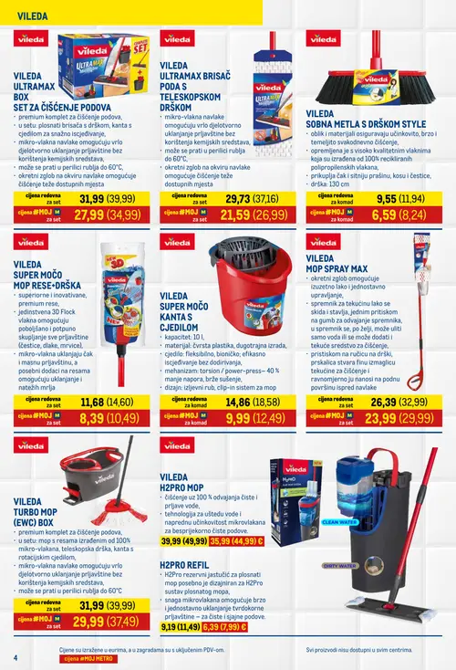 Metro katalog — stranica 4: VILEDA ULTRAMAX BOX SET ZA ČIŠĆENJE PODOVA, VILEDA ULTRAMAX BRISAČ PODA S TELESKOPSKOM DRŠKOM, VILEDA SOBNA METLA S DRŠKOM STYLE, VILEDA SUPER MOČO MOP RESE+DRŠKA (vrijedi 01. 09. 2026.–30. 09. 2026.)