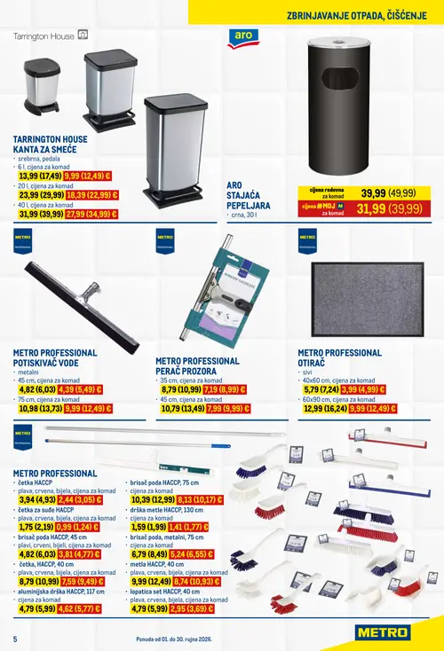 Metro katalog — stranica 5: METRO PROFESSIONAL četka za suđe HACCP, METRO PROFESSIONAL lopatica set HACCP, 40 cm, METRO PROFESSIONAL četka HACCP, METRO PROFESSIONAL OTI RAČ (vrijedi 01. 09. 2026.–30. 09. 2026.)