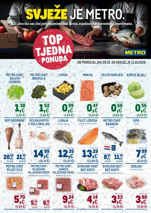 Metro katalog — stranica 1: KUPUS BIJELI, METRO CHEF BROKULA, SIPA, VELIKA KAPICA U POLA ŠKOLJKE (vrijedi 05.10.–11.10.2026.)