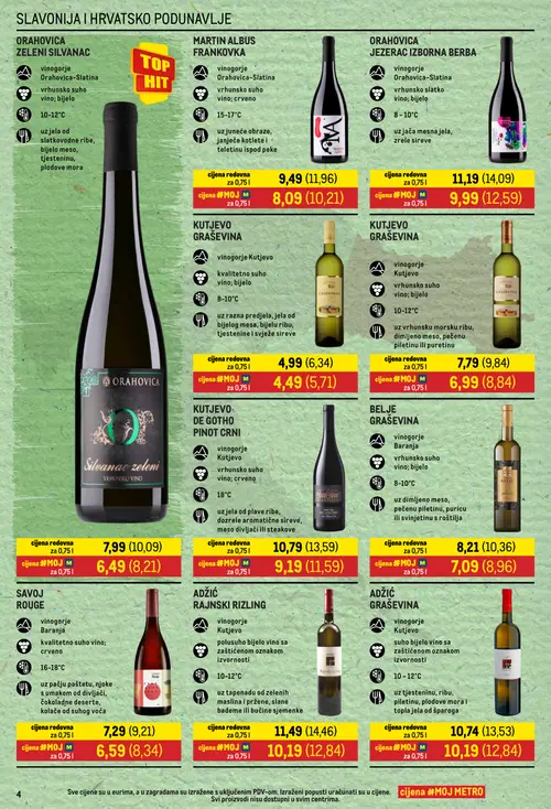 Metro katalog — stranica 4: KUTJEVO GRASEVINA, KUTJEVO GRASEVINA, ORHOVICA ZELENI SILVANAC, SAVOJ ROUGE (vrijedi 16.10.–15.11.2026.)