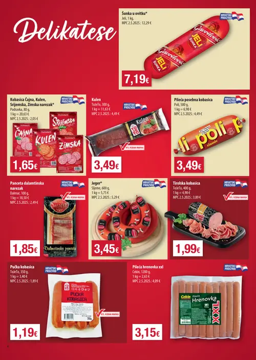 NTL katalog — stranica 4: Šunka u ovitku, ToJeTo Tirolska kobasica, ToJeTo Pučka kobasica, ToJeTo Kulen (vrijedi 14.10.–20.10.2026.)