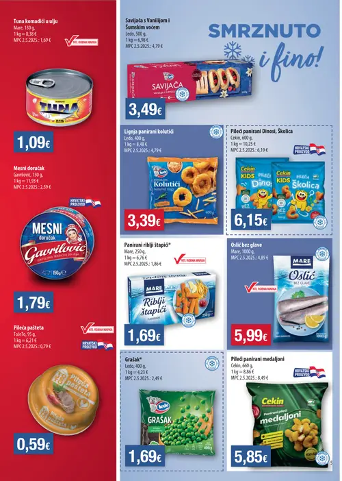 NTL katalog — stranica 5: ToJeTo Pileća pašteta, Gavriloivć Mesni doručak, Mare Panirani riblji štapići*, Ledo Grašak* (vrijedi 14.10.–20.10.2026.)
