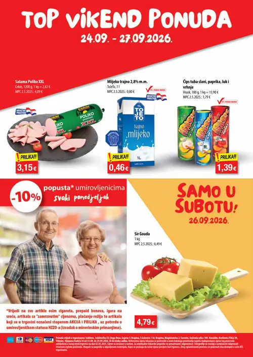 NTL katalog — stranica 13: Cekin Salama Poliko XXL, Mlijeko trajno 2,8% m.m., Hrsk Čips tuba slani, paprika, luk i vrhnje, Sir Gouda (vrijedi 23. 09. 2026.–29. 09. 2026.)