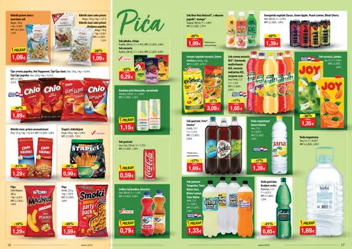 NTL katalog — stranica 9: SMOKI Flips, CHIO Kikiriki slani, prženi aromatizirani, STOBI MAGNUS Flips, JOY Sok naranča, jabuka (vrijedi 23. 09. 2026.–29. 09. 2026.)