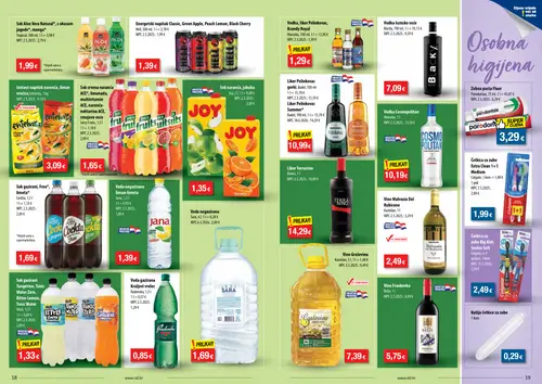 NTL katalog — stranica 10: Sok Aloe Vera Natural*, s okusom jagode*, manga*, Energetski napitak Classic, Green Apple, Peach Lemon, Black Cherry, Vodka, liker Pelinkovac, Brandy Royal, entelvita Instant napitak naranča, limun (vrijedi 23. 09. 2026.–29. 09. 2026.)
