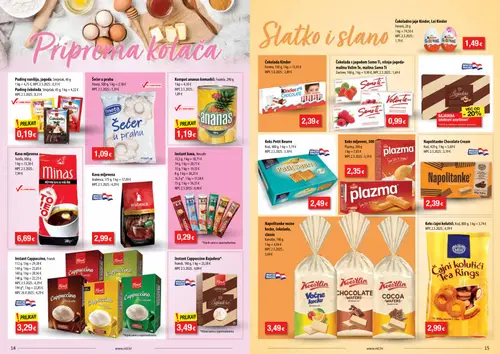 NTL katalog — stranica 8: Puding vanilija, jagoda, smjesa, Fineta Šećer u prahu, Frudela Kompot ananas komadići, Ferrero Čokolada Kinder (vrijedi 23. 09. 2026.–29. 09. 2026.)
