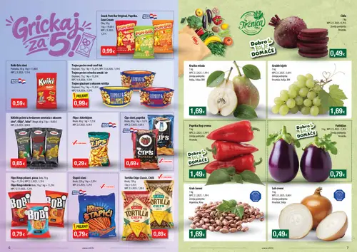 NTL katalog — stranica 4: Moggi Kikiriki prženi u hrskavom omotaču s okusom sira*, Luk crveni, Grah šareni, Bobi Flips Rings pikant, pizza (vrijedi 02.09.–08.09.2026.)
