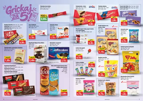 NTL katalog — stranica 3: Nestle Bomboni Smarties, Muesli bar jogurt-višnja, jogurt-šumsko voće, jogurt-jagoda, Dorina Čokoladica keksa s rižom, Ferrero Desert Raffaello (vrijedi 02.09.–08.09.2026.)