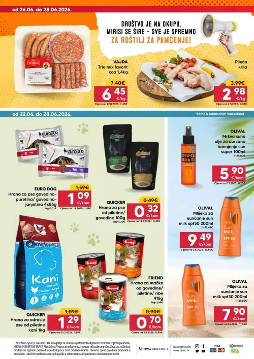 Pivac katalog — stranica 16: QUICKER QUICKER Hrana za pse od piletine/govedine 100g, QUICKER QUICKER Hrana za odrasle pse od piletine kani 1kg, EURO DOG EURO DOG Hrana za pse govedina-puretina/ govedina-janjetina 4x85g, OLIVAL OLIVAL Mlijeko za sunčanje sun milk spf30 200ml (vrijedi 22. 06. 2026.–28. 06. 2026.)