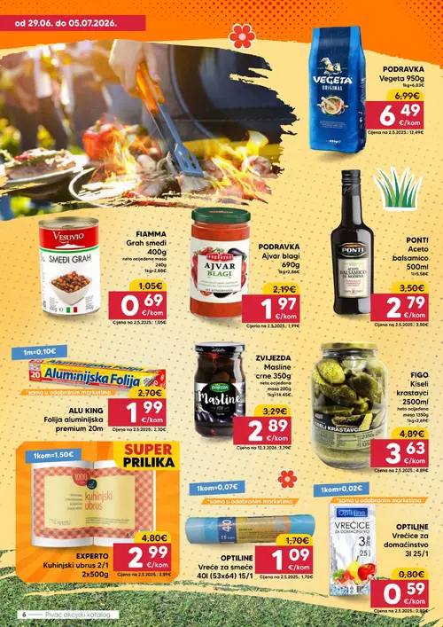 Pivac katalog — stranica 6: PODRAVKA PODRAVKA Vegeta Original, EXPERTO EXPERTO Kuhinjski ubrus, OPTILINE OPTILINE Vreće za smeće 40l (53x64), FIAMMA FIAMMA Grah smeđi (vrijedi 29. 06. 2026.–05. 07. 2026.)