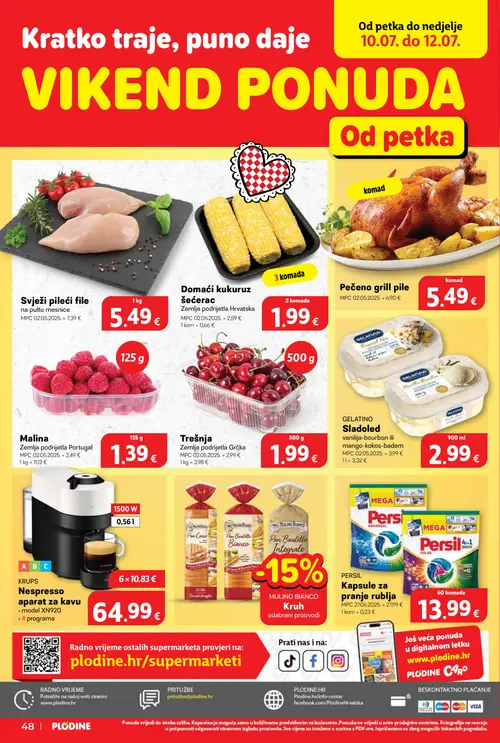Plodine katalog — stranica 48: PERSIL Kapsule za pranje rublja, Malina, Trešnja, Svježi pileći file (vrijedi 08. 07. 2026.–14. 07. 2026.)