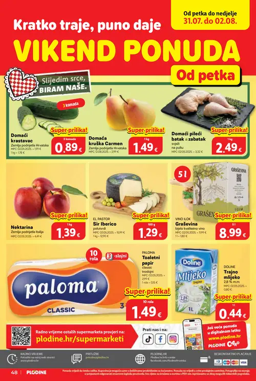Plodine katalog — stranica 48: EL PASTOR Sir Iberico, Nektarina, Domaći krastavac, Domaća kruška Carmen (vrijedi 29. 07. 2026.–04. 08. 2026.)