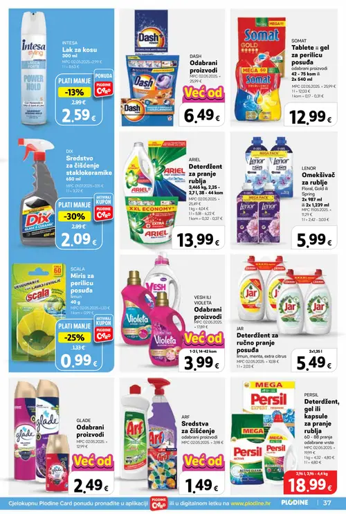 Plodine katalog — stranica 37: DIX Sredstvo za čišćenje staklokeramike, SCALA Miris za perilicu posuđa, INTESA Lak za kosu (vrijedi 06. 08. 2026.–11. 08. 2026.)