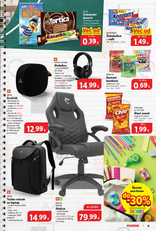 Plodine katalog — stranica 9: SBOX Zvučnik, WHITE SHARK Stolica (vrijedi 02.09.–08.09.2026.)
