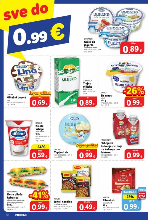 Plodine katalog — stranica 10: MAGGI Juhe i noodles, PERUTNINA Extra pileća kobasica, 'Z bregov Vrhnje za kuhanje ili vrhnje za kuhanje bez laktoze, Dsmallskip Sir zrnati (vrijedi 07.10.–13.10.2026.)