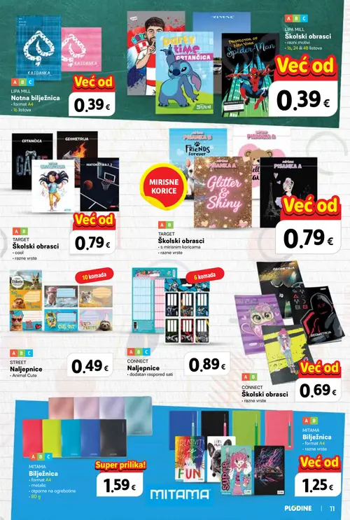 Plodine katalog — stranica 11: LIPA MILL Bilježnica, LIPA MILL Školski obrasci, TARGET Školski obrasci, TARGET Školski obrasci (vrijedi 13. 08. 2026.–23. 09. 2026.)