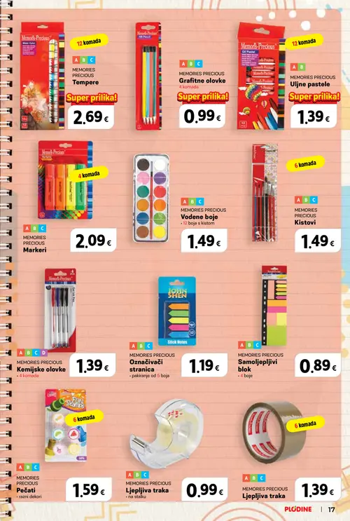 Plodine katalog — stranica 17: MEMORIES PRECIOUS MEMORIES PRECIOUS Tempere, MEMORIES PRECIOUS MEMORIES PRECIOUS Grafitne olovke, MEMORIES PRECIOUS MEMORIES PRECIOUS Uljne pastele, MEMORIES PRECIOUS MEMORIES PRECIOUS Markeri (vrijedi 13. 08. 2026.–23. 09. 2026.)