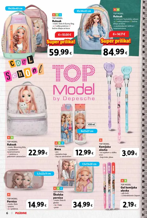 Plodine katalog — stranica 6: TOP MODEL Ruksak, TOP MODEL Ruksak, TOP MODEL Ruksak, TOP MODEL Boca (vrijedi 13. 08. 2026.–23. 09. 2026.)
