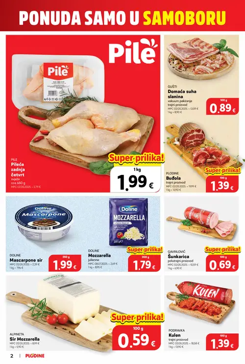 Plodine katalog — stranica 2: PODRAVKA Kulen, ALPINETA Sir Mozzarella (vrijedi 10. 09. 2026.–15. 09. 2026.)