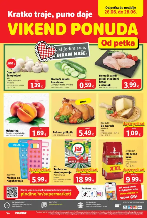 Plodine katalog — stranica 54: REVIQUES Sir Curado, JAR Tablete za strojno pranje Platinum plus, Domaći svježi pileći otkošteni batak i zabatak, Domaći salatni krastavac (vrijedi 25. 06. 2026.–30. 06. 2026.)