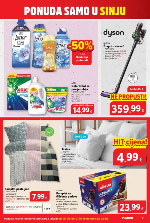 Plodine katalog — stranica 7: ARIEL Deterdžent za pranje rublja odabrane vrste (vrijedi 25. 06. 2026.–30. 06. 2026.)
