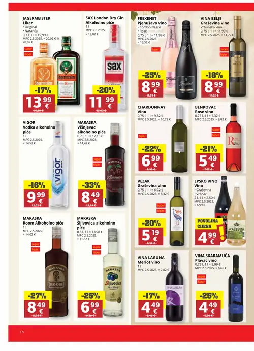 Ribola katalog — stranica 18: Maraska Višnjevac alkoholno piće, EPSKO VINO Vino Graševina Vranac, Maraska Room Alkoholno piće, Maraska Šljivovica alkoholno piće (vrijedi 02. 09. 2026.–15. 09. 2026.)
