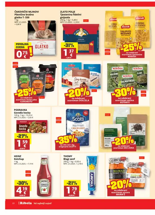 Ribola katalog — stranica 10: HEINZ Ketchup, Scotti Riso italiano originario, THOMY Blagi senf, MAMA'S Assortiman ajvara (vrijedi 16. 09. 2026.–22. 09. 2026.)