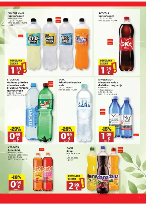 Ribola katalog — stranica 17: Vindi Gazirano piće, Vindi Gazirano piće, Vindi Gazirano piće, SKY COLA Gazirano piće (vrijedi 16. 09. 2026.–22. 09. 2026.)