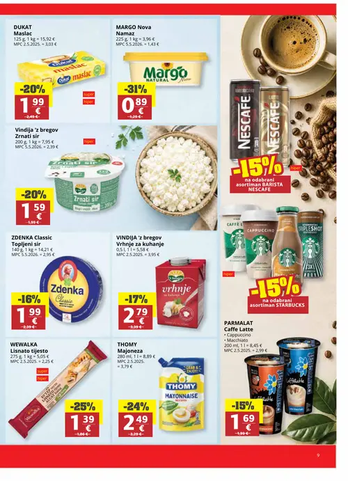 Ribola katalog — stranica 9: MARGO Nova Namaz, Wewalka Lisnato tijesto, THOMY Majoneza, DUKAT Maslac (vrijedi 16. 09. 2026.–22. 09. 2026.)