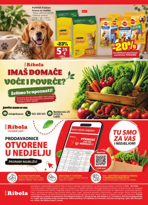 Ribola katalog — stranica 24: PURINA Friskies Hrana za mačke, Pedigree ISCROK (vrijedi 23. 09. 2026.–29. 09. 2026.)
