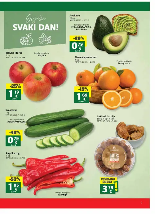 Ribola katalog — stranica 3: Paprika rog, Krastavac, Jabuka Idared, Avokado (vrijedi 17. 06. 2026.–23. 06. 2026.)