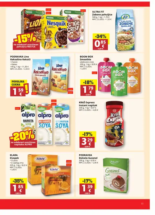 Ribola katalog — stranica 11: KRAŠ KRAŠ Express Instant napitak, KLARA KLARA Dvopek Classic, PODRAVKA PODRAVKA Lino Keksolino Keksići Kakao, BOOM BOX BOOM BOX Smoothie (vrijedi 24. 06. 2026.–07. 07. 2026.)