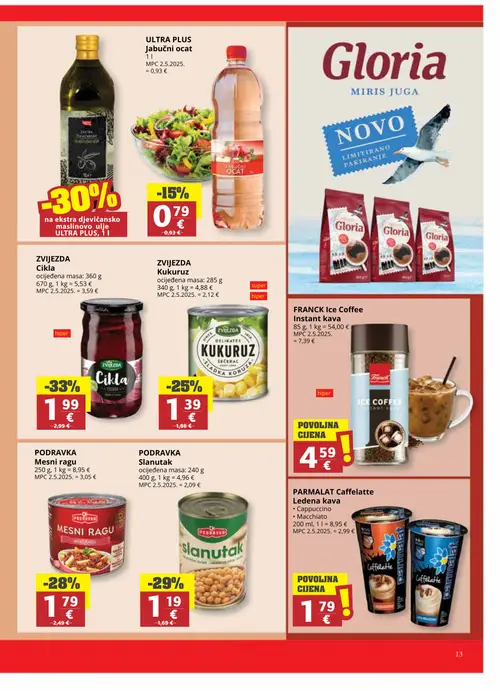 Ribola katalog — stranica 13: ZVIJEZDA Cikla, PODRAVKA Slanutak, PODRAVKA Mesni ragu, ZVIJEZDA Kukuruz (vrijedi 24. 06. 2026.–07. 07. 2026.)