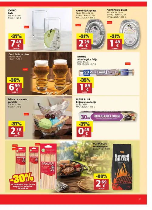 Ribola katalog — stranica 23: ULTRA PLUS Prijanjajuća folija, Zdjele za sladoled gondola, ICONIC Čaše, Craft čaše za pivo (vrijedi 24. 06. 2026.–07. 07. 2026.)