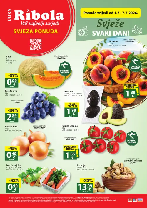 Ribola katalog — stranica 1: Avokado, Kapula žuta, Cata, Grožđe crno (vrijedi 01. 07. 2026.–07. 07. 2026.)