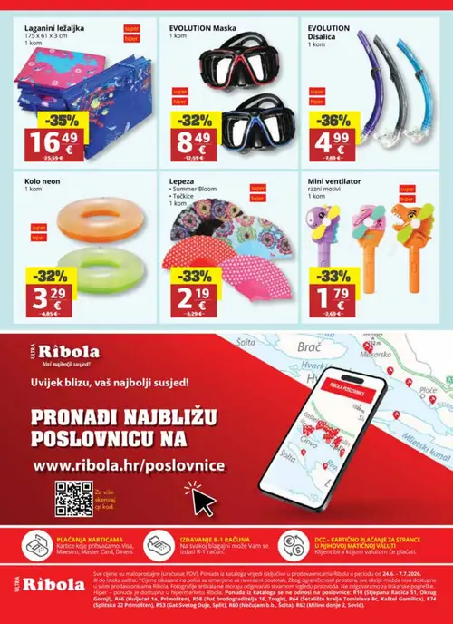 Ribola katalog — stranica 24: EVOLUTION Disalica, Lagani ležaljka, Mini ventilator, Lepeza (vrijedi 01. 07. 2026.–07. 07. 2026.)