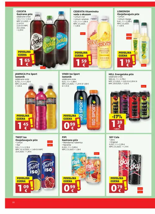 Ribola katalog — stranica 18: HELL HELL Energetsko piće, Cockta Gazirano piće, Cockta Gazirano piće, Cockta Gazirano piće (vrijedi 08. 07. 2026.–21. 07. 2026.)