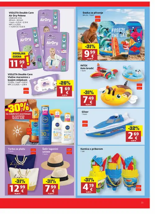 Ribola katalog — stranica 21: Gliser, INTEX Kolo brodić, Šešir laganini unisex, Torba za plažu (vrijedi 22. 07. 2026.–04. 08. 2026.)