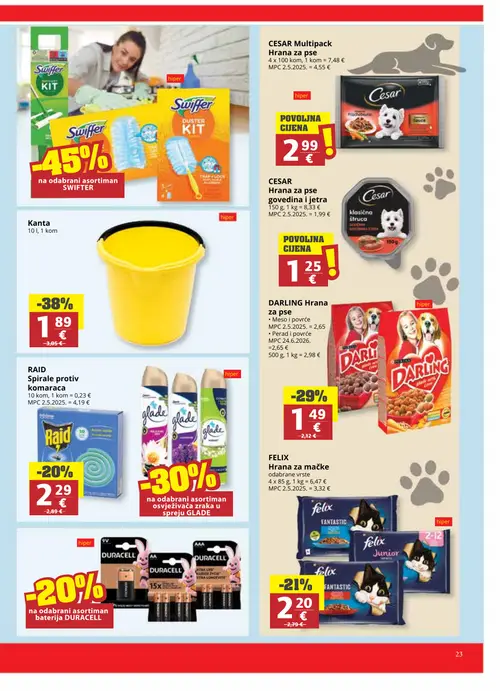 Ribola katalog — stranica 23: CESAR CESAR Hrana za pse, FELIX FELIX Hrana za mačke, RAID RAID Spirale protiv komaraca, CESAR CESAR Multipack Hrana za pse (vrijedi 22. 07. 2026.–04. 08. 2026.)