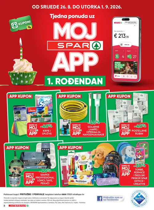 Spar katalog — stranica 8: SPAR Torbe, pernice i školski pribor SPAR OFFICE I CREATIVE, SPLENDID SPLENDID spužve, Vileda Vileda kuhinjske krpe, Vileda Vileda krpe i spužve (vrijedi 26. 08. 2026.–08. 09. 2026.)