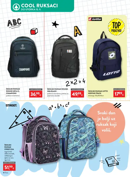 Spar katalog — stranica 10: Lotto ŠKOLSKI RUKSAK LOTTO KEEPING TRACK, STREET ŠKOLSKI RUKSAK STREET EVA (vrijedi 29. 07. 2026.–15. 09. 2026.)