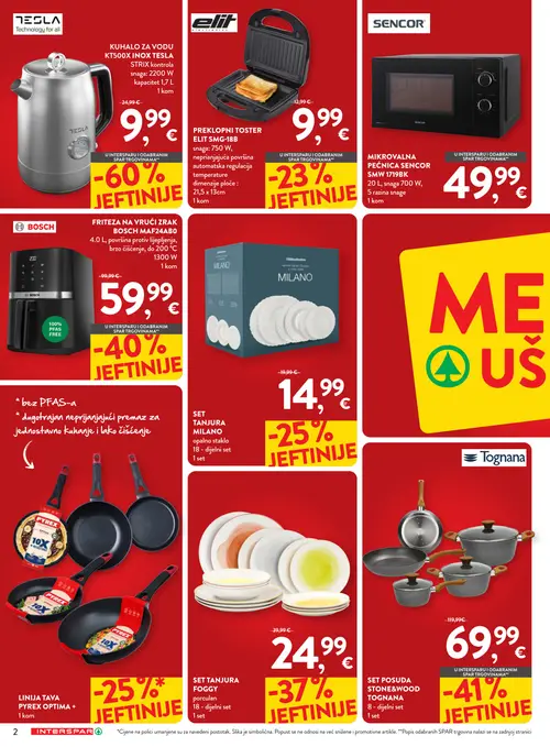 Spar katalog — stranica 2: TESLA KUHALO ZA VODU KT500X INOX TESLA, Tognana SET POSUDA STONE&WOOD TOGNANA, BOSCH FRITEZA NA VRUĆI ZRAK BOSCH MAF24AB0, SET TANJURA FOGGY (vrijedi 23. 09. 2026.–06. 10. 2026.)