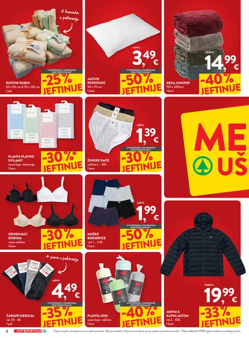 Spar katalog — stranica 6: JASTUK EKONOMIC, MUŠKE BOKSERICE vel. L - 3 XL, DEKA JUNIPER 150 x 200cm, MEDICAL ČARAPE MEDICAL vel. 35 - 46 (vrijedi 23. 09. 2026.–06. 10. 2026.)