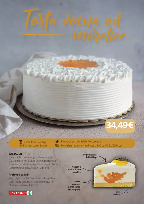 Spar katalog — stranica 12: Torta voćna od marelice (vrijedi 19. 08. 2026.–25. 08. 2026.)