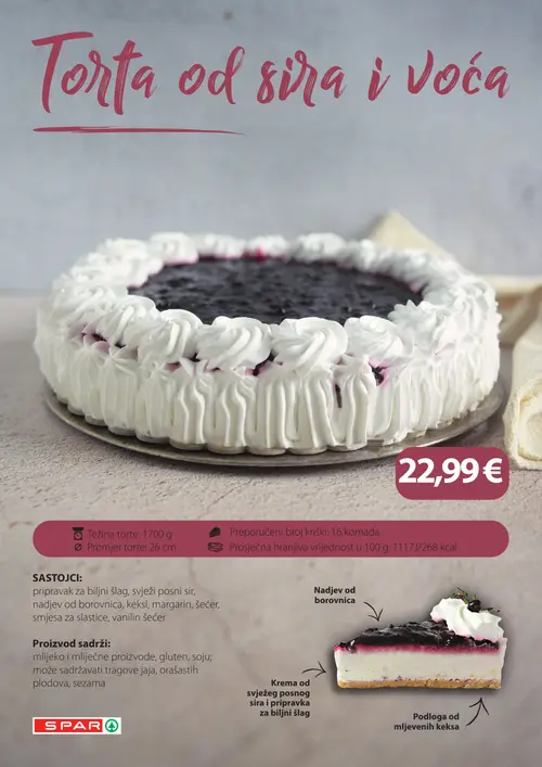 Spar katalog — stranica 18: Torta od sira i voća (vrijedi 19. 08. 2026.–25. 08. 2026.)
