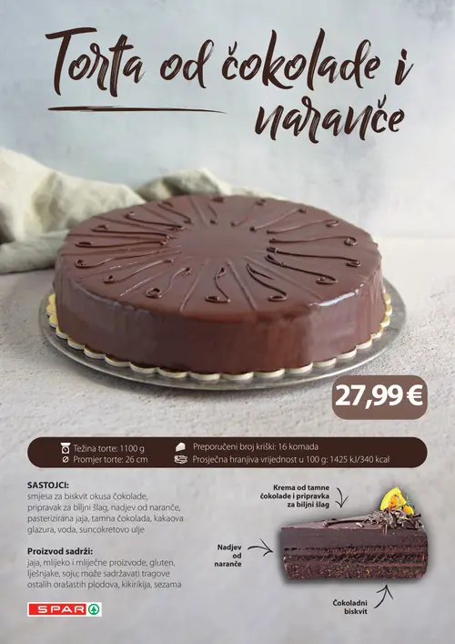 Spar katalog — stranica 20: SPAR Torta od čokolade i naranče (vrijedi 19. 08. 2026.–25. 08. 2026.)